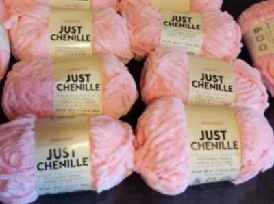 6 Skeins Premier Just Chenille Chunky Yarn PINK color Crochet Craft Knitting - Image 1 of 4