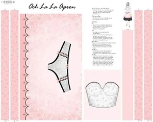 Ooh La La Apron Pink 35" Panel 100% Cotton Fabric by The Panel - Picture 1 of 1