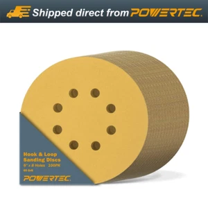 POWERTEC 44206G-50-P2, 6" x 8 Holes, 60 Grit, Hook & Loop Sanding Disc, 100 PK - Picture 1 of 10