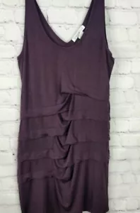 Mini Rüsche ärmelloses Trägerkleid Jersey merlot lila marste Größe 16-18 Party - Bild 1 von 6
