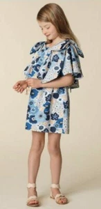 CHLOE Girls Crazy Daisy Print Dress in Blue 100% Cotton Sz 14 - Picture 1 of 23