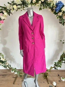 TED BAKER Coat Long Overcoat TB 2 UK 10 Pink Wool Cashmere Blend Corset Back NEW - Picture 1 of 24