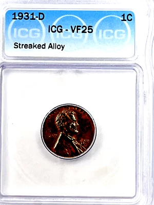 1931-D Lincoln Cent : ICG VF25 - Image 1 of 4