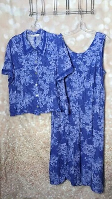 Dress Barn Women's 2-PC Dress & Shirt Periwinkle Floral Set - Image 1 of 4