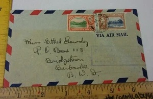 Trinidad & Tobago 1938 envelope stamps Barbados air Mail - Picture 1 of 2