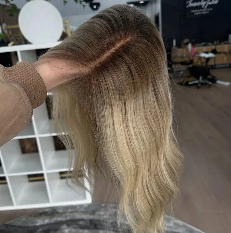 Short Wave Bob Ombre Ash Blonde Lace Front Wig 100% Real Human Hair - Image 1 of 4