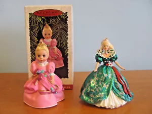 NIB HALLMARK CINDERELLA MADAME ALEXANDER 1995 & HOLIDAY BARBIE 1995 ORNAMENTS - Picture 1 of 4