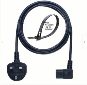 Right Angled Long 3 Pin Power Cable Lead For Samsung LCD TV -2M - Picture 1 of 2