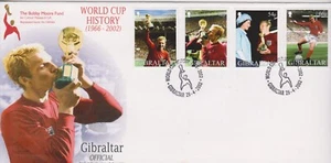 GB - GIBRALTAR 2002 World Cup History/Bobby Moore SG 1006-1009 FDC SOCCER SPORT - Picture 1 of 1