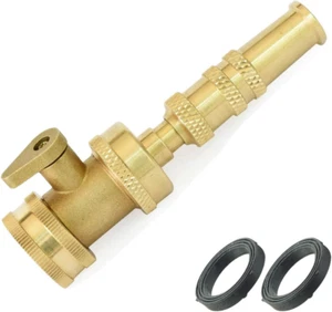 Heavy Duty Brass Adjustable Garden Hose Nozzle & Hose Shut off Valve - High Pres - Picture 1 of 6