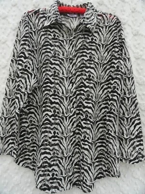 Blusa Wrangler Tejida Misses XL Blanca Negra Poliéster Tejida Encaje Perla A Presión COMO NUEVA Foto 1 de 4