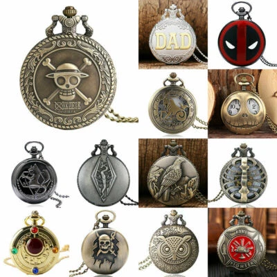 Vintage Pocket Watch with Necklace Pendant Chain Bronze for Men Women Retro Gift - Image 1 of 4