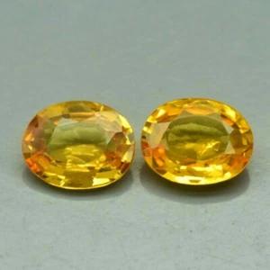 Pair 2pcs/0.73ct t.w VS Oval Natural Yellow Sapphire Songea, Tanzania(vídeo) - Picture 1 of 2