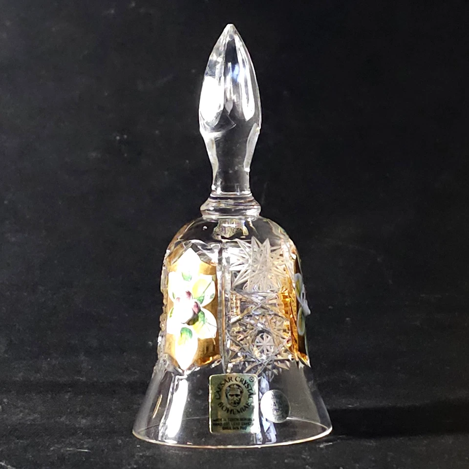 CEASAR кристалл эмали колокол, позолоченный w нанесены цветы, 5», сделано в Чехии - Изображение 1 из 4