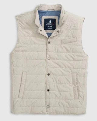 Johnnie-O Tan APO Quilted Vest JMVT1710 Snap Button Up Golf NWT L - Image 1 of 4