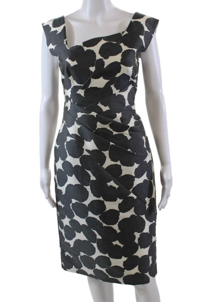 Vestido recto gris sin mangas con cuello cuadrado estampado Charles Chang-Lima para mujer talla 6 Foto 1 de 4