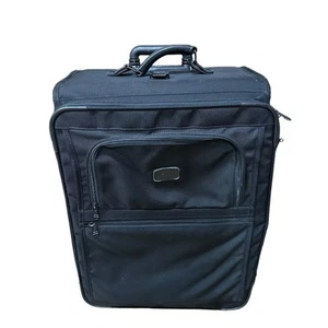 Tumi Alpha Suitcase 25”x18 Rolling 2 Wheel Travel Bag Black Canvas Luggage Large - Picture 1 of 15