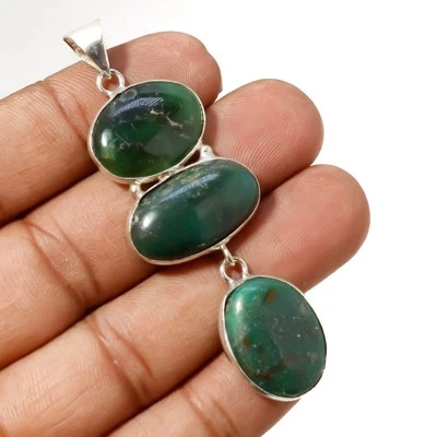 Grüner Aventurin Edelstein Anhänger Handarbeit Antik Design Schmuck 2,6" MXP ... - Bild 1 von 4