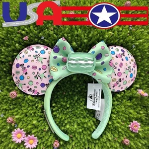 Disney Parks Paris City Loungefly Pastel Macaroon Minnie Mickey Ears Headband US - Picture 1 of 10