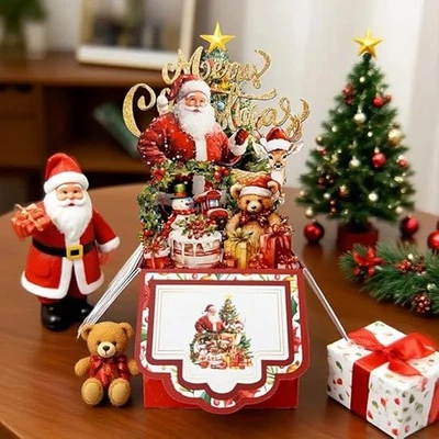 3D Pop up Christmas Cards with Envelope Santa Reindeer & Tree Christmas Gifts UK