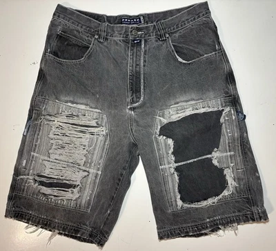 Pantalones Cortos Jean De Colección PJ MARK Para Hombres 38 Denim Sueltos Pierna Ancha Envejecidos Y2K Patín Foto 1 de 4