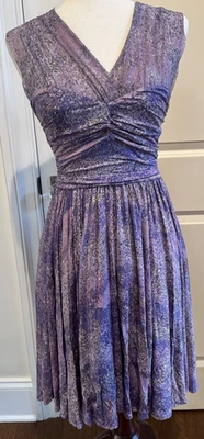 Vestido Tracy Reese Pequeño Fiesta Púrpura Rosa Tul Expuesto Cremallera Punto Transparente Único Foto 1 de 4