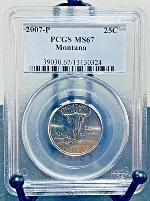 2007-P Washington Quarter Montana PCGS MS67 Mint State 67 #13130324 - Image 1 of 2