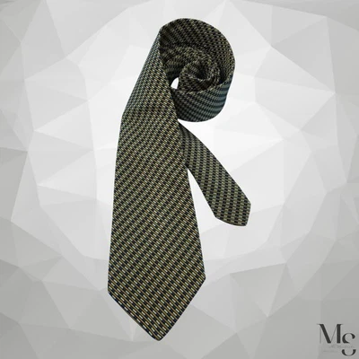 Галстук мужской SALVATORE FERRAGAMO синий коричневый диагональная геометрическая полоса Италия отличное состояние - Изображение 1 из 4