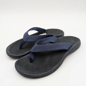 OluKai Ohana Water-Friendly Flat Sandals Women's Blue/Black Size US W8 EU38 - Picture 1 of 9