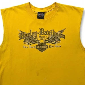 Camiseta sin mangas Harley Davidson para hombre L amarilla algodón motocicletas Bumpus Jackson, TN - Imagen 1 de 7