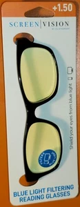 ICU Eyewear Screen Vision Filter Blue Light Reading Glasses +1.50 Blk/Turq. - Picture 1 of 4