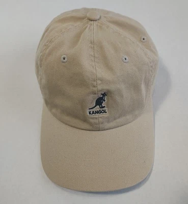 Кенгол шляпа кожаный ремень назад бежевый кенгуру логотип неструктурированный саржи хлопковая шапка - Изображение 1 из 4