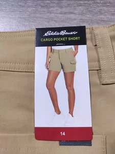 Eddie Bauer Shorts Adult Size 14 Khaki Cargo Pocket Trail Bottoms Utility Womens - Picture 1 of 9