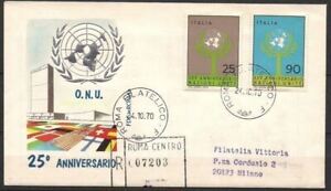 Italy 1970 UN United Nation Hologram Trees Flags Circulated Rome/ Milan Cover