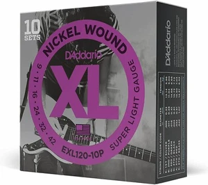 10 Sets EXL120 D'Addario Electric Guitar Strings 9-42 Super Light  EXL120-10p - Afbeelding 1 van 13