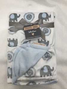 Blankets and Beyond Baby Blanket Blue Gray Elephant Owls Security Lovey 30x32 - Picture 1 of 11