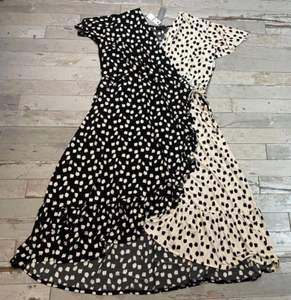 Lane Bryant Dress High/Low Faux Wrap Maxi SZ 22/24 Animal Print Flutter Sleeve - Picture 1 of 15