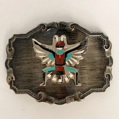 Fivela de cinto de metal dançarina nativa americana Raintree EUA vintage cowboy rodeio - Imagem 1 de 4