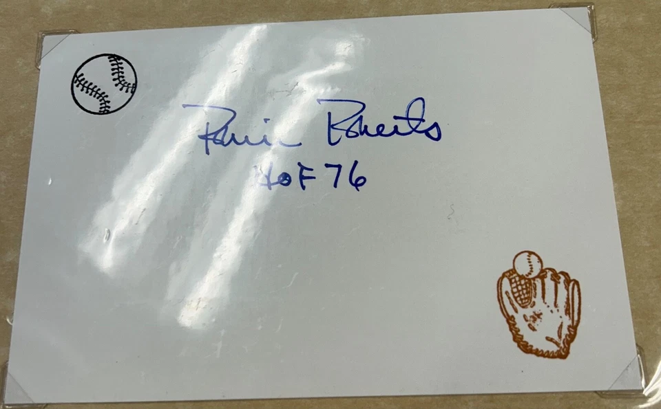 Robin Roberts 5x7 Index Card Phillies Autograph HOF d 2010 Mary Fals Collection - Image 1 of 1
