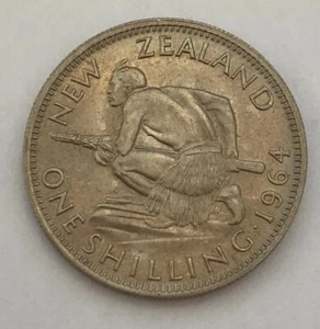 New Zealand QEII 1964 Shilling Coin - Unc - Picture 1 of 2
