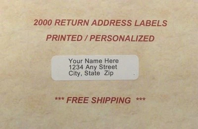 2000 - Personalized / Printed  Return Address Labels - 1/2 x 1 3/4 - Image 1 of 3