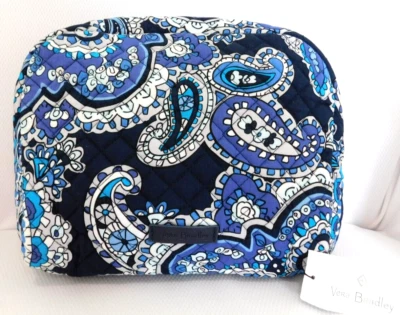 Estuche Cosmético VERA BRADLEY Grande con Cremallera - Noche Profunda Paisley Azul Marino - Lay Flat - Nuevo con Etiquetas Foto 1 de 4
