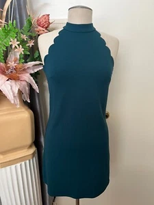 D2-- BCX green scalloped sleeveless stretch women's short casual dress XS - Picture 1 of 9