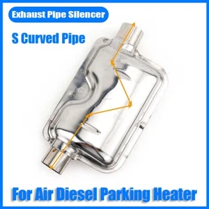24mm Muffler Silencer S Curved Line Air Diesel Heater Exhaust Pipe Stainless CN# - Bild 1 von 8