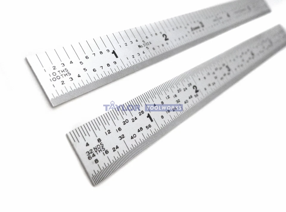 Shinwa 36" 5R Rigid Satin Chrome SS  Machinist Ruler 1/64 1/32 1/10 1/100 - Image 1 of 1
