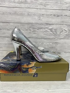 Brenda Zaro silberfarbene Peeptoe-Pumps in Schlangenlederoptik UK6,5 neu im Karton mit Karton - Bild 1 von 16
