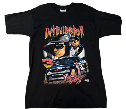 Vintage 1997 NASCAR Sports image Dale Earnhardt Intimidator Double Sided Shirt L Cover