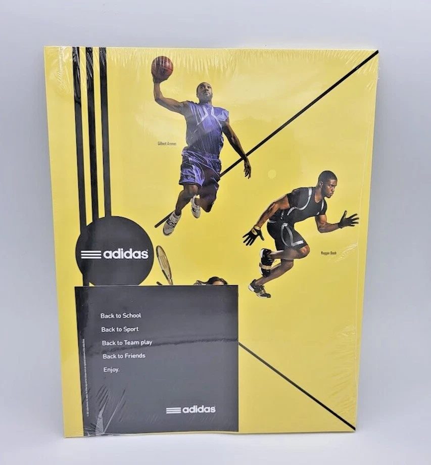 New Old Stock Lot of 3 Adidas Folders School Yellow Sports Figures Vintage 2007 - Image 1 of 3