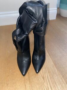 IRO PARIS BLACK LEATHER BOOTS WITH TIES SIZE UK 6 - EUR 39