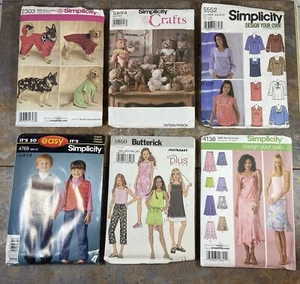 Mixed Lot Of 6 Simplicity Patterns Dog Craft Tops Skirts Plus Size Girls - Picture 1 of 13